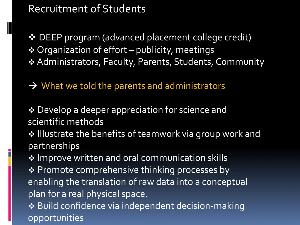 recruitment of students