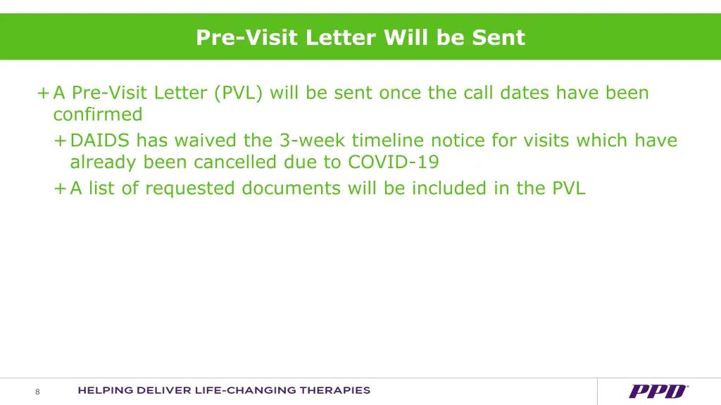 pre visit letter will be sent