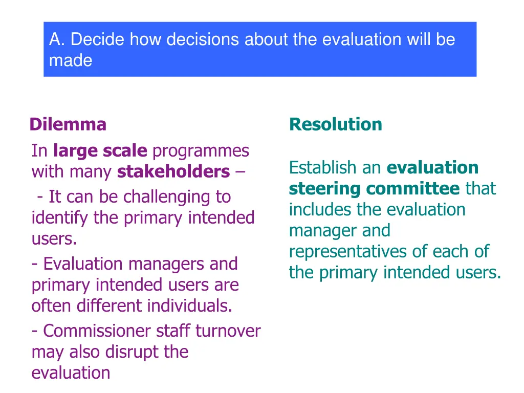 a decide how decisions about the evaluation will 1