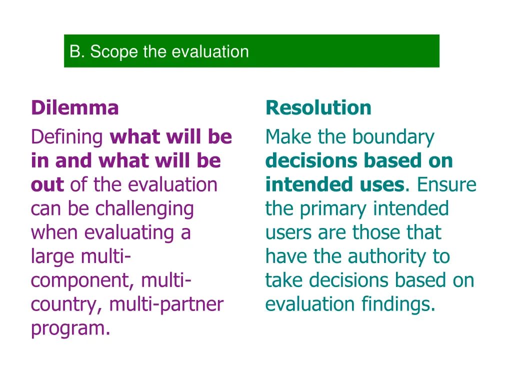 b scope the evaluation
