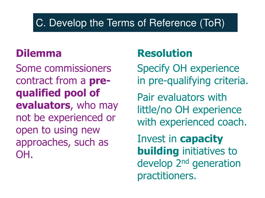 c develop the terms of reference tor 1