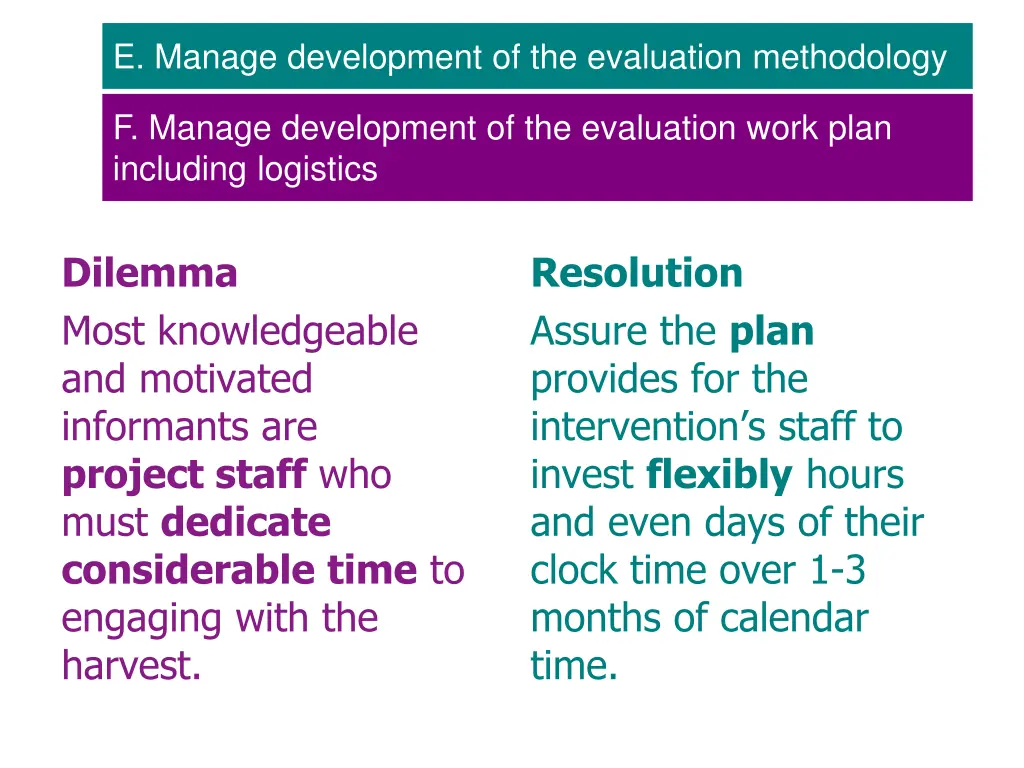 e manage development of the evaluation methodology 3
