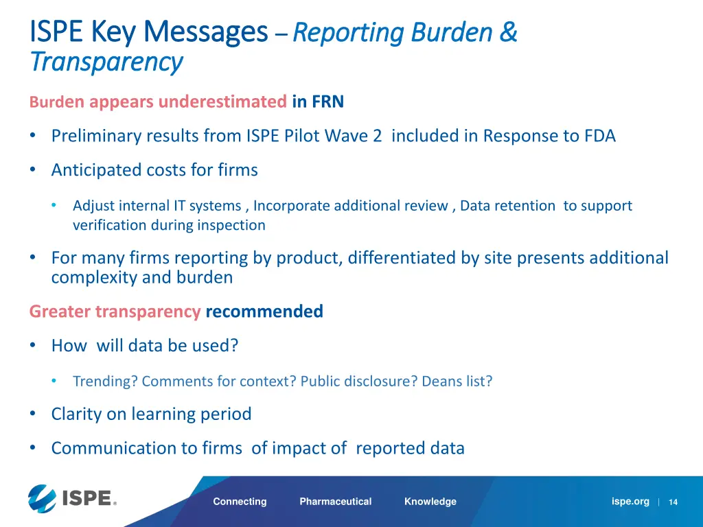 ispe key messages ispe key messages reporting