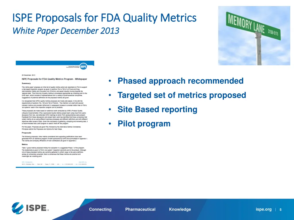 ispe proposals for fda quality metrics ispe