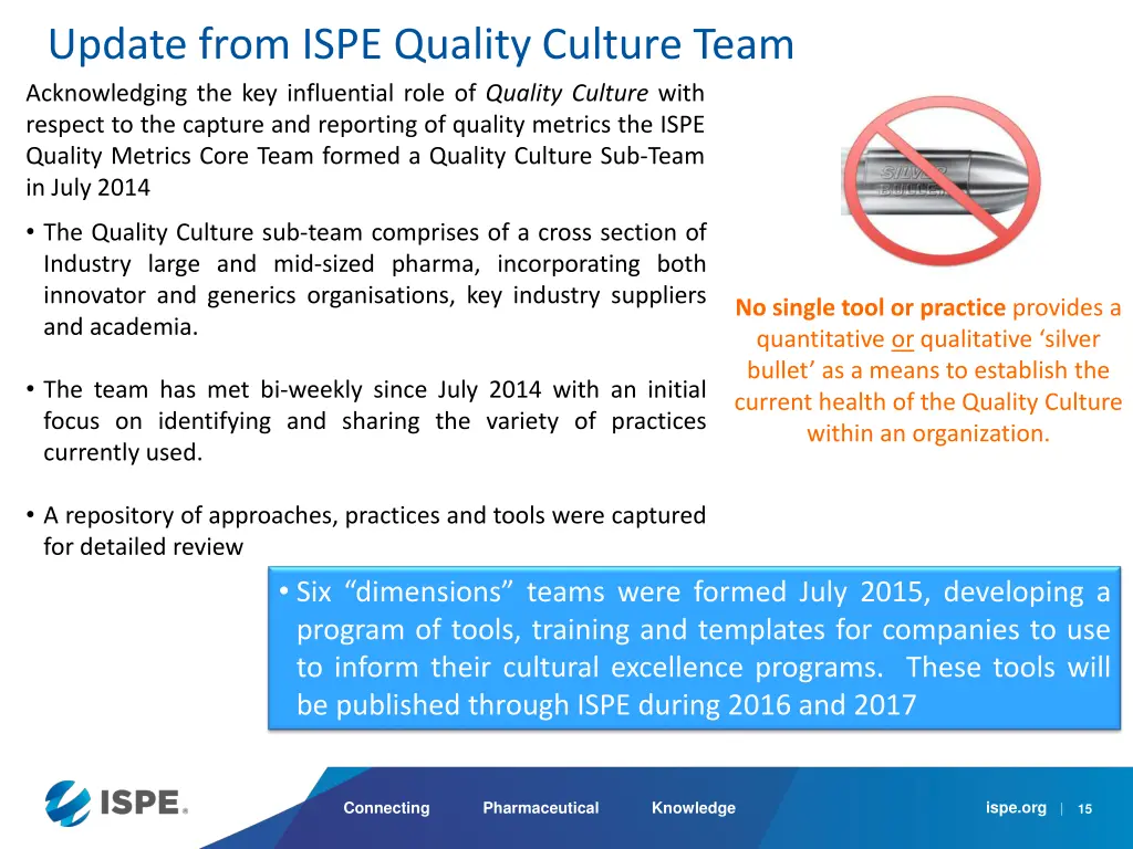 update from ispe quality culture team