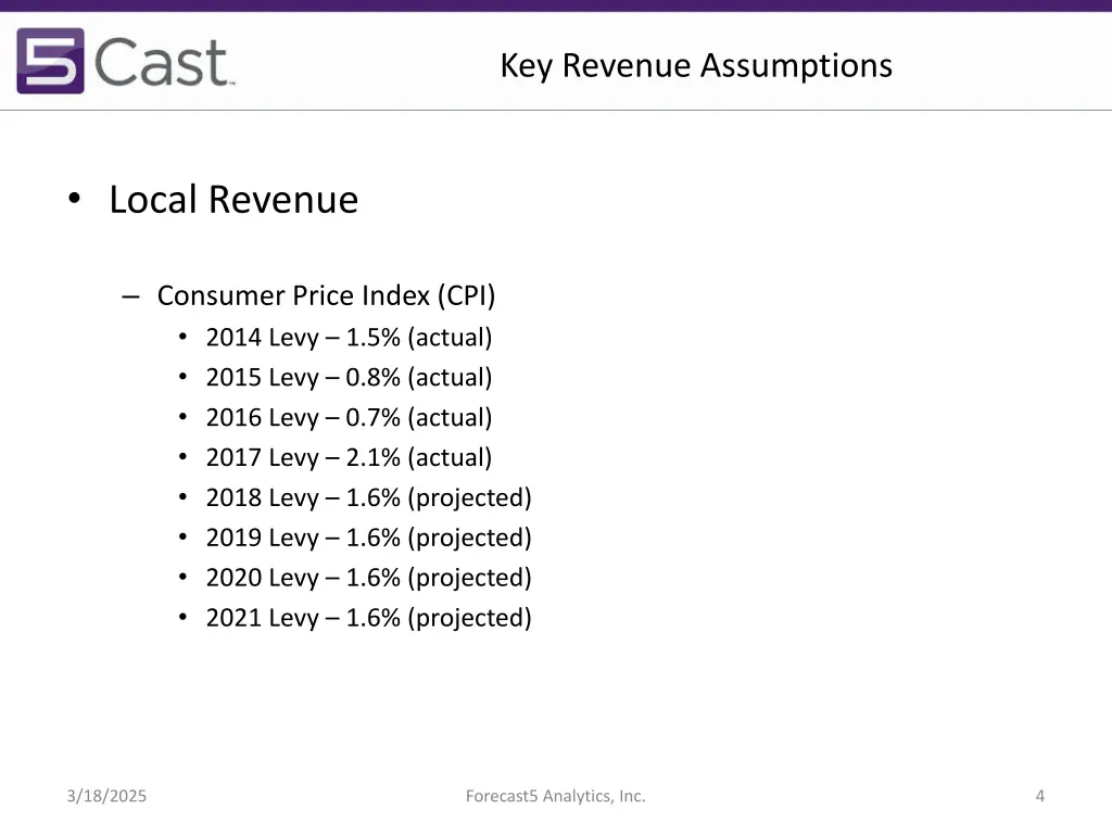 key revenue assumptions 1