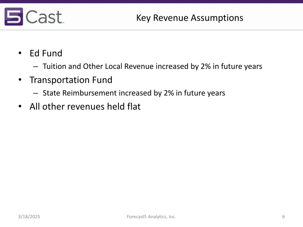 key revenue assumptions 3