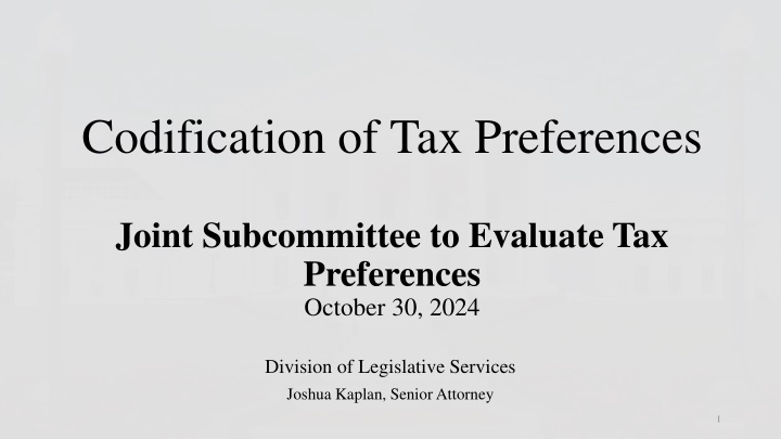 codification of tax preferences