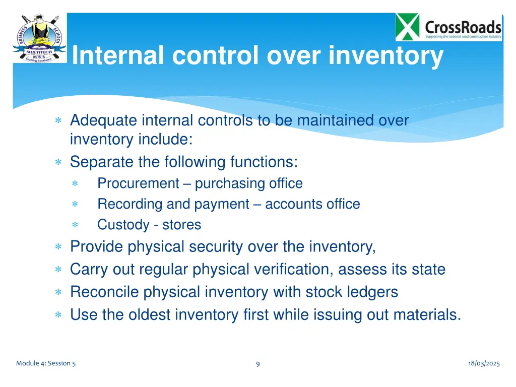 internal control over inventory