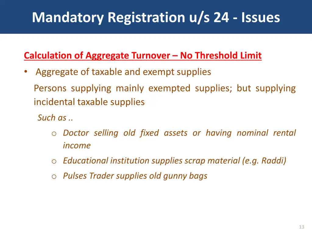mandatory registration u s 24 issues