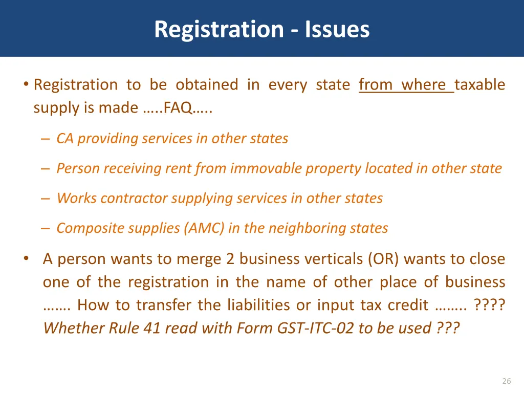 registration issues