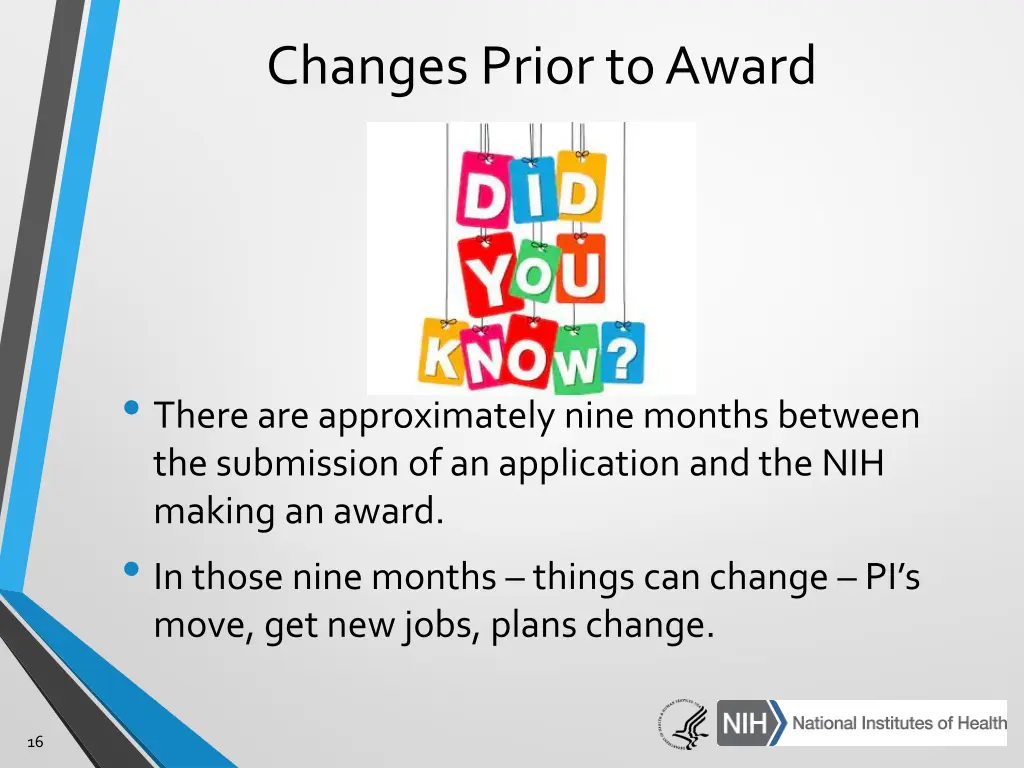 changes prior to award