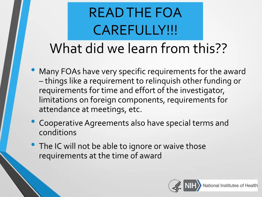read the foa carefully