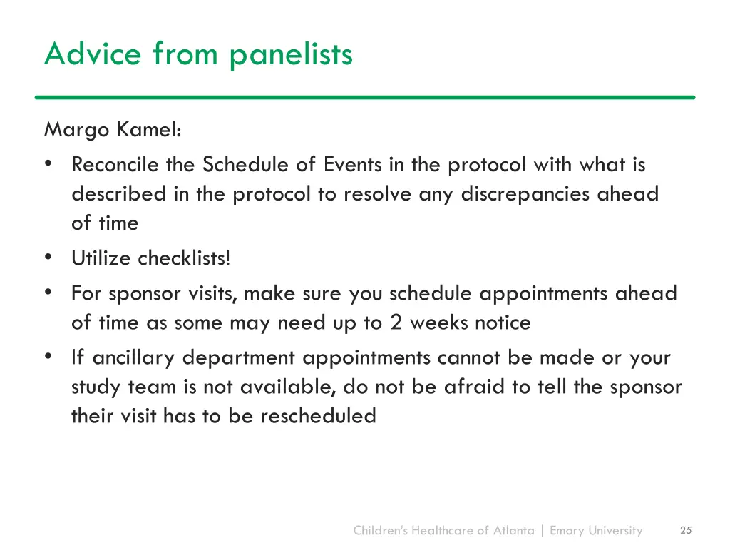 advice from panelists 2