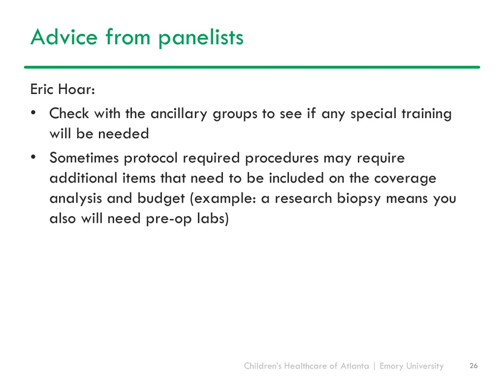 advice from panelists 3