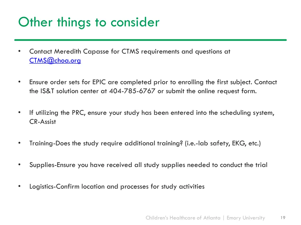 other things to consider