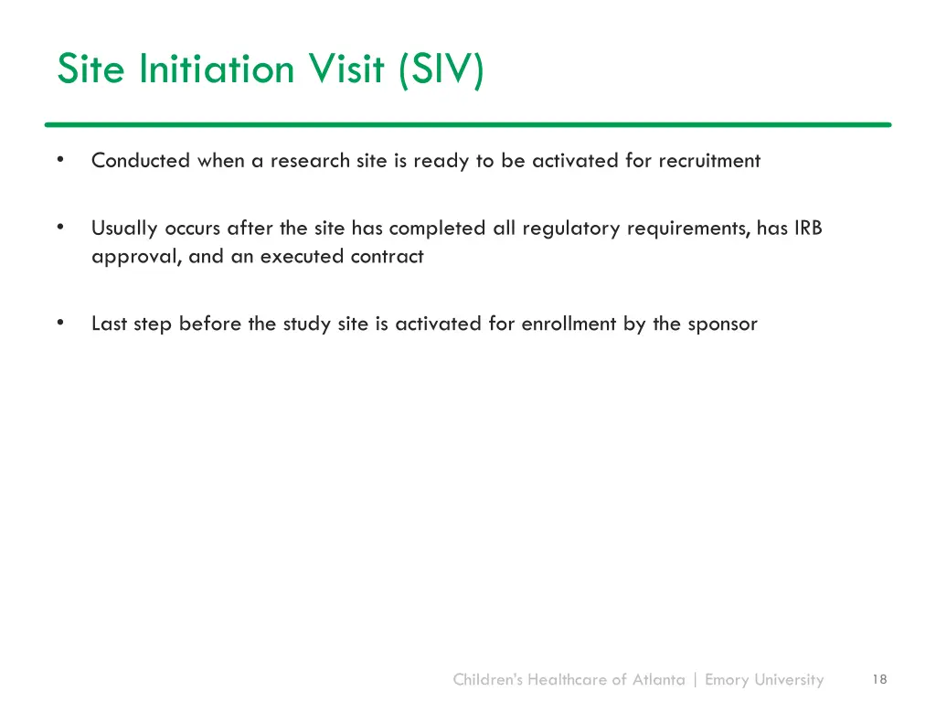 site initiation visit siv