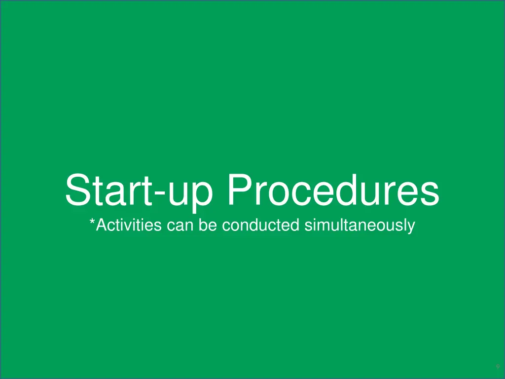 start up procedures activities can be conducted