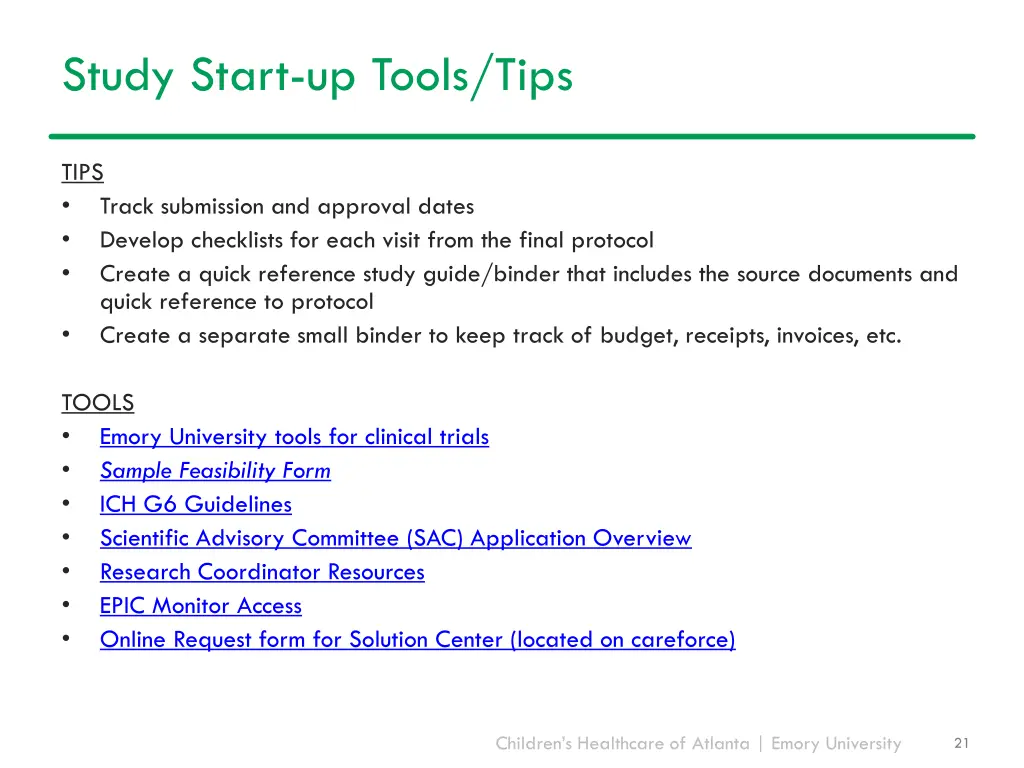 study start up tools tips
