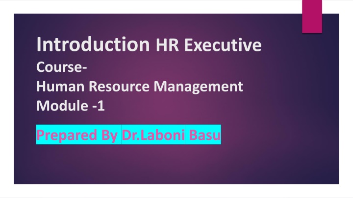 introduction hr executive course human resource