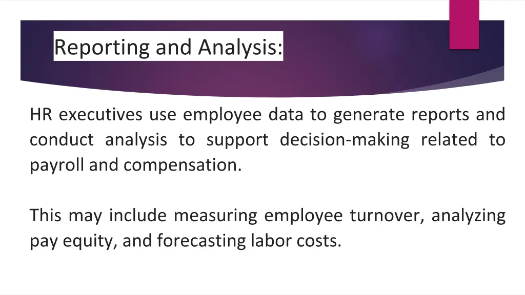 reporting and analysis