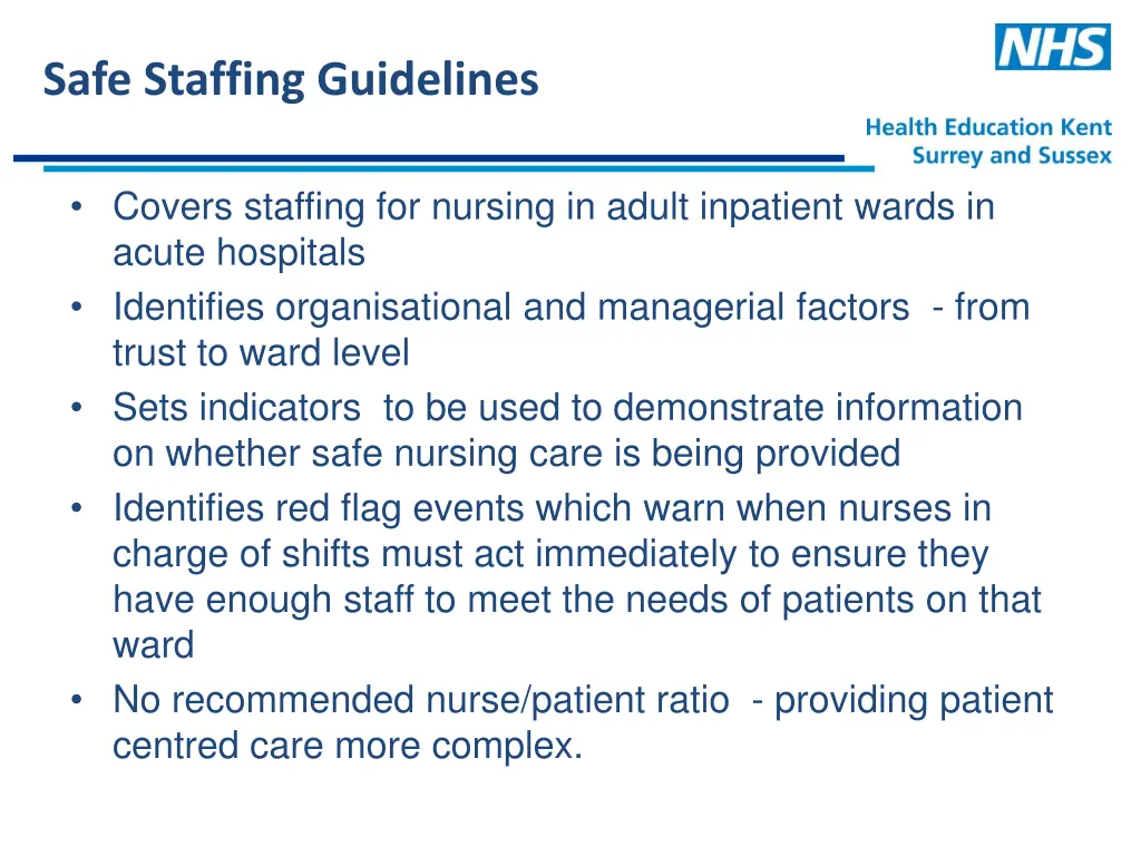 safe staffing guidelines
