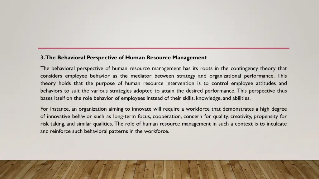 3 the behavioral perspective of human resource