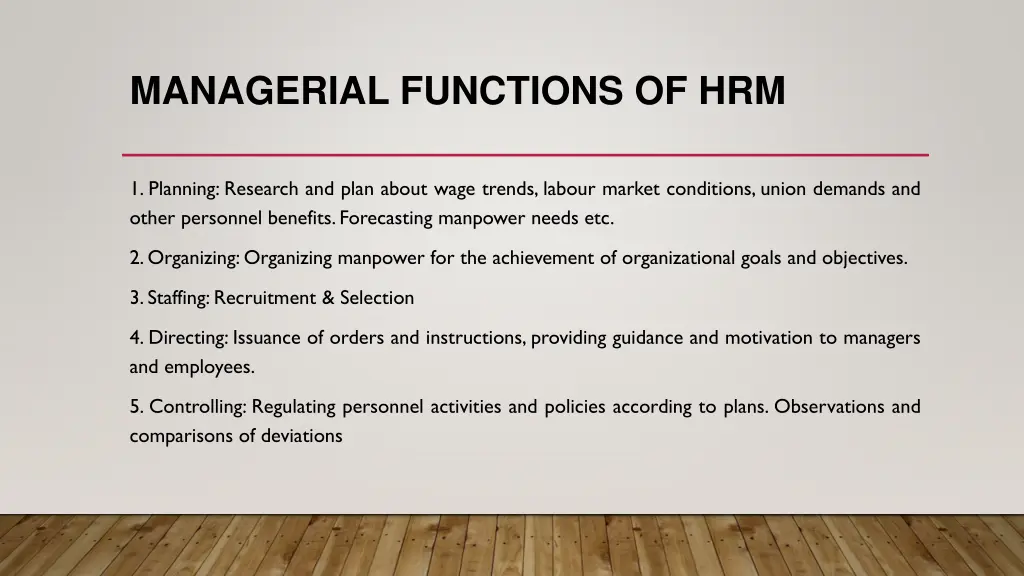 managerial functions of hrm