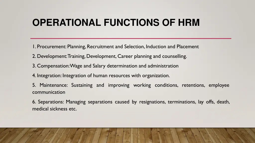 operational functions of hrm