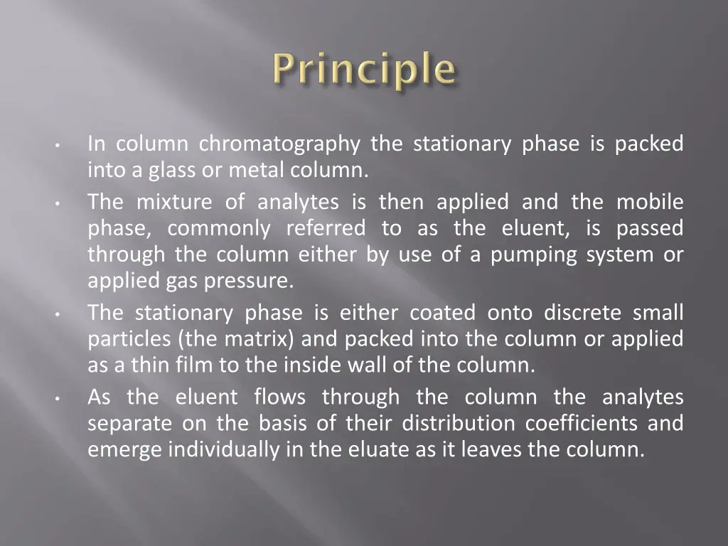 in column chromatography the stationary phase