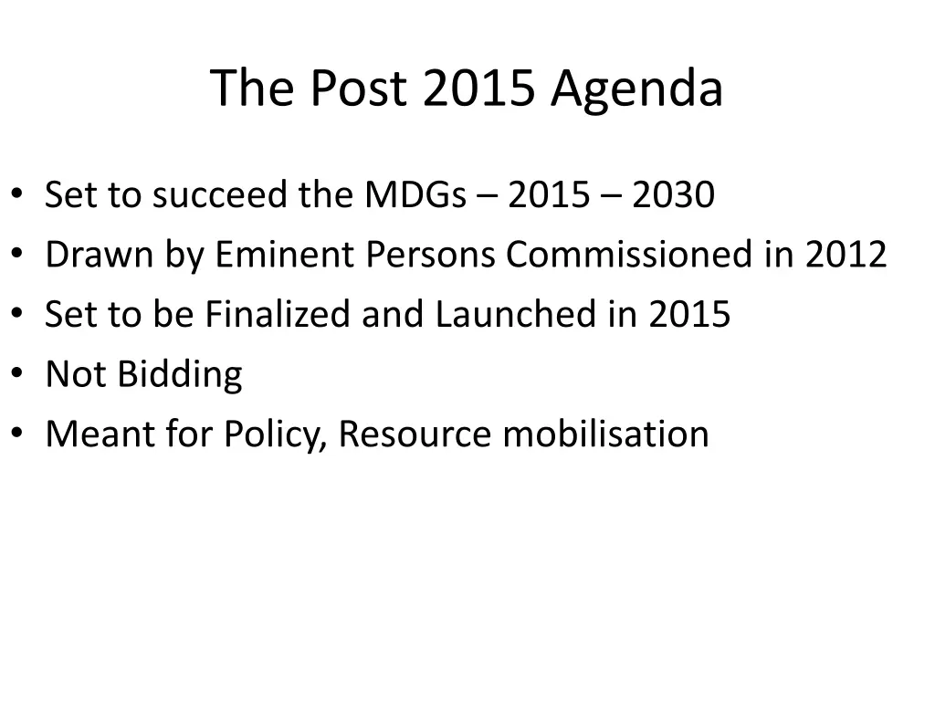the post 2015 agenda 1