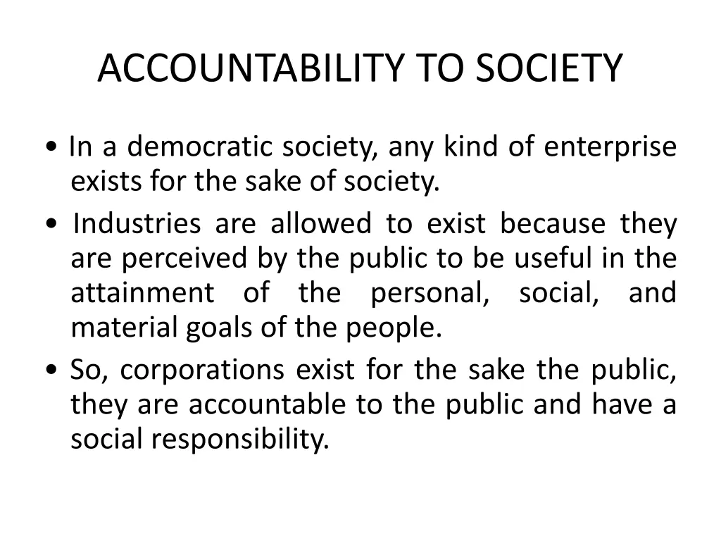 accountability to society