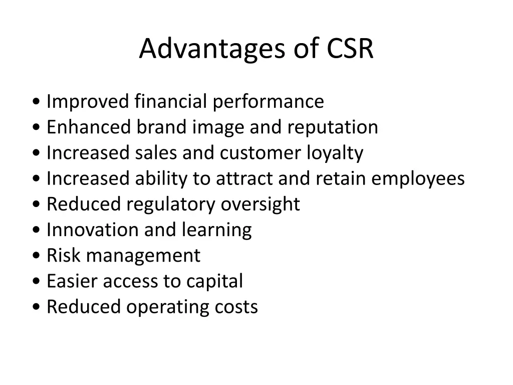 advantages of csr