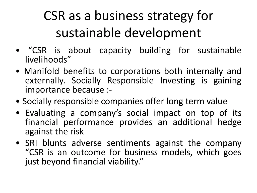 csr as a business strategy for sustainable