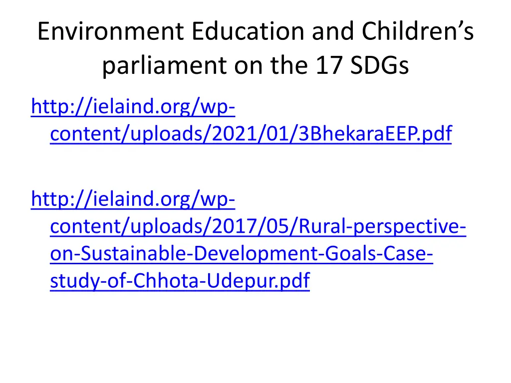 environment education and children s parliament
