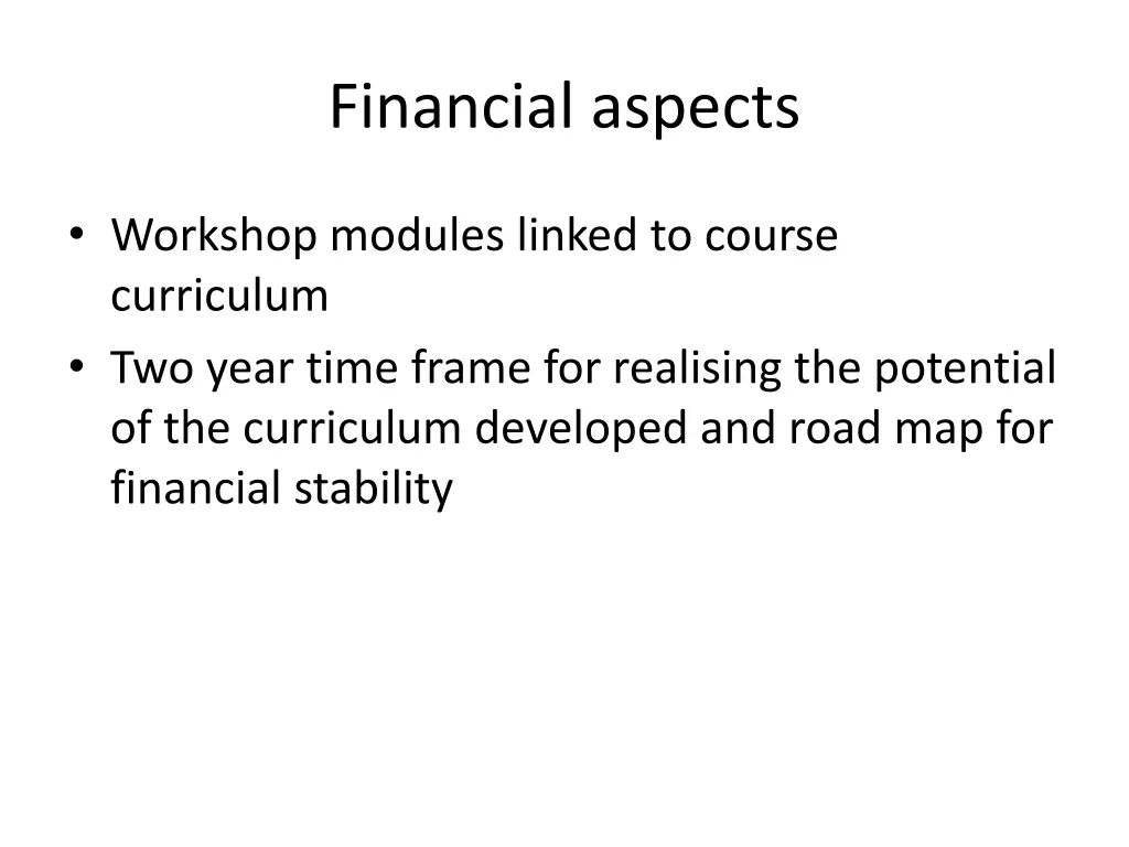 financial aspects
