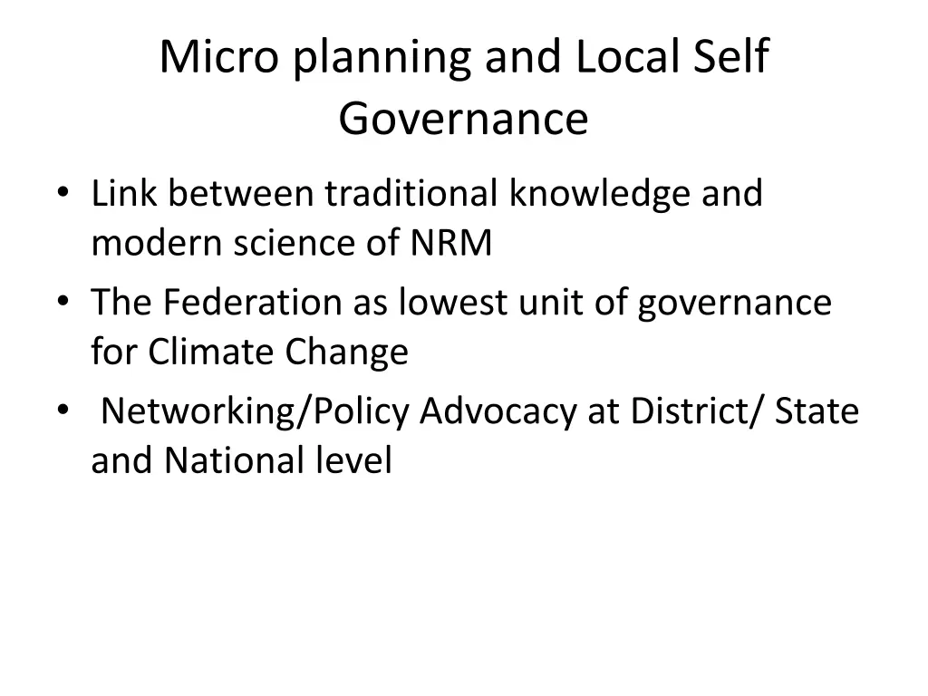 micro planning and local self governance