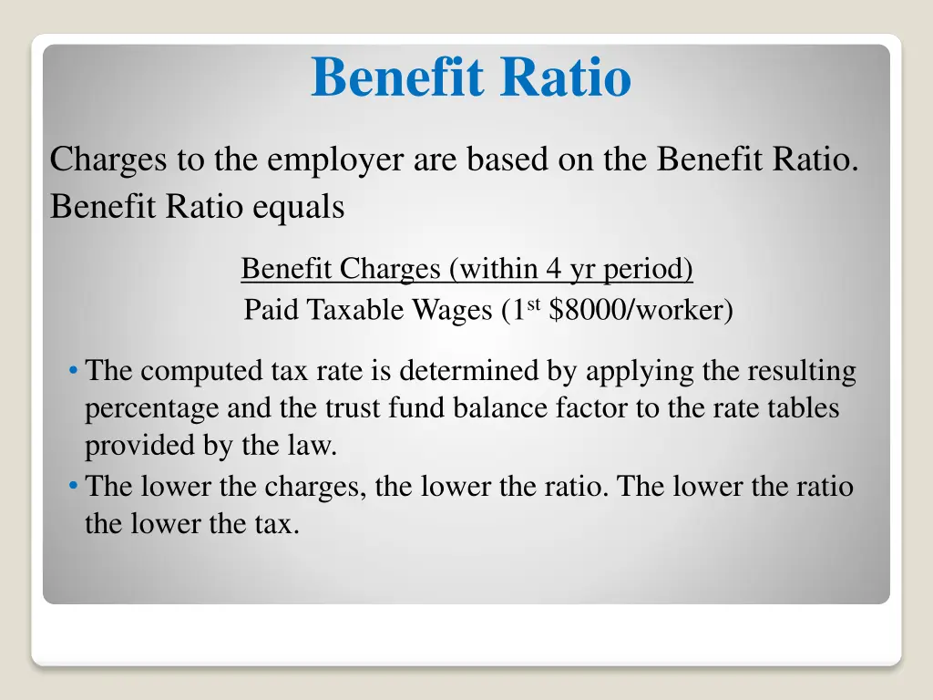 benefit ratio
