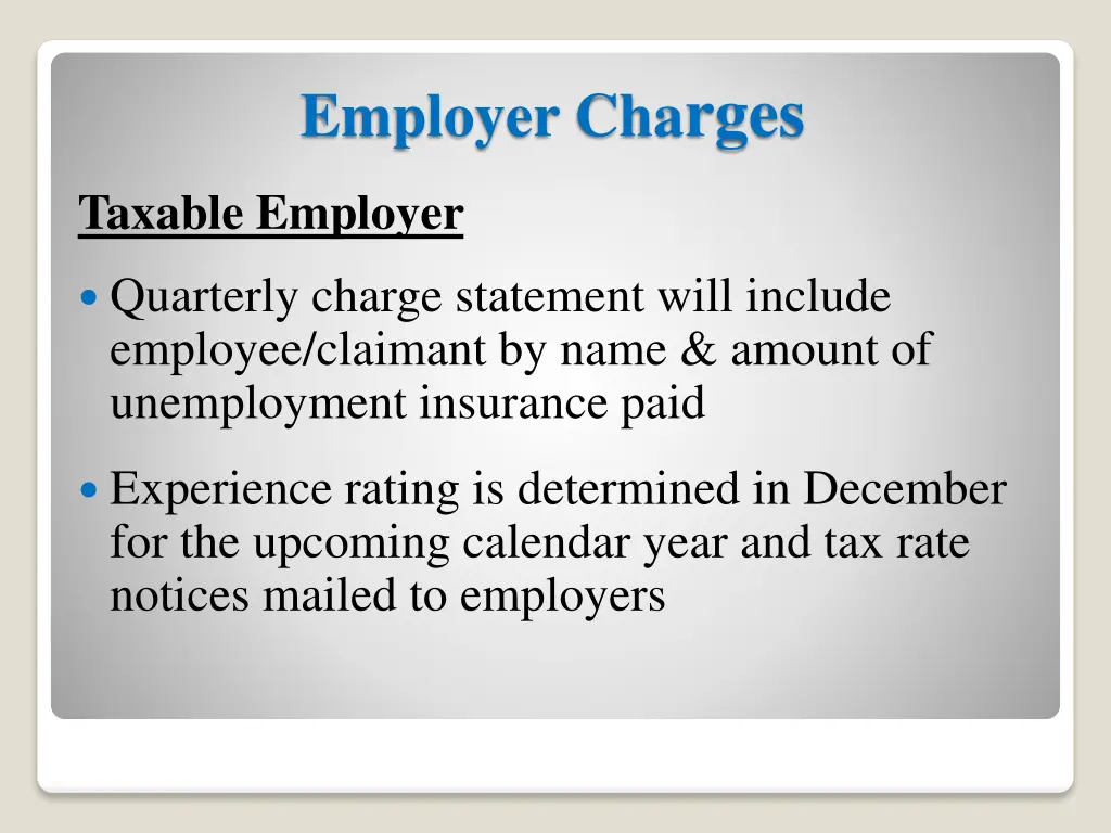 employer cha rges