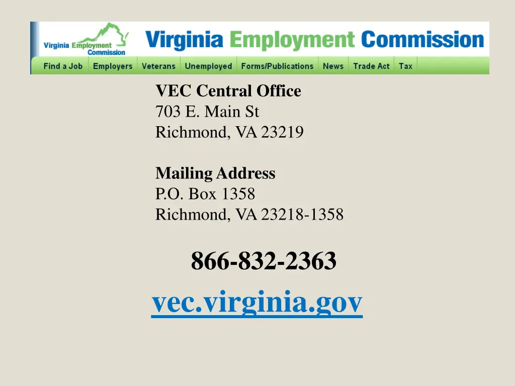 vec central office 703 e main st richmond va 23219