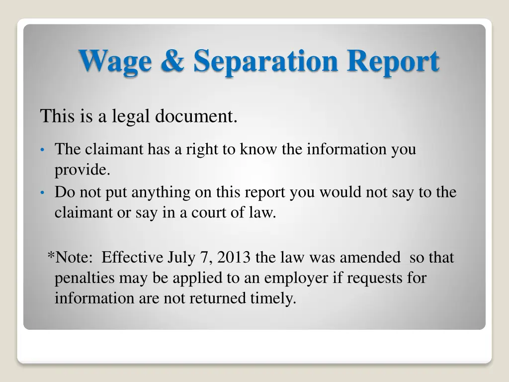 wage separation report
