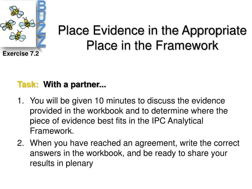 place evidence in the appropriate place