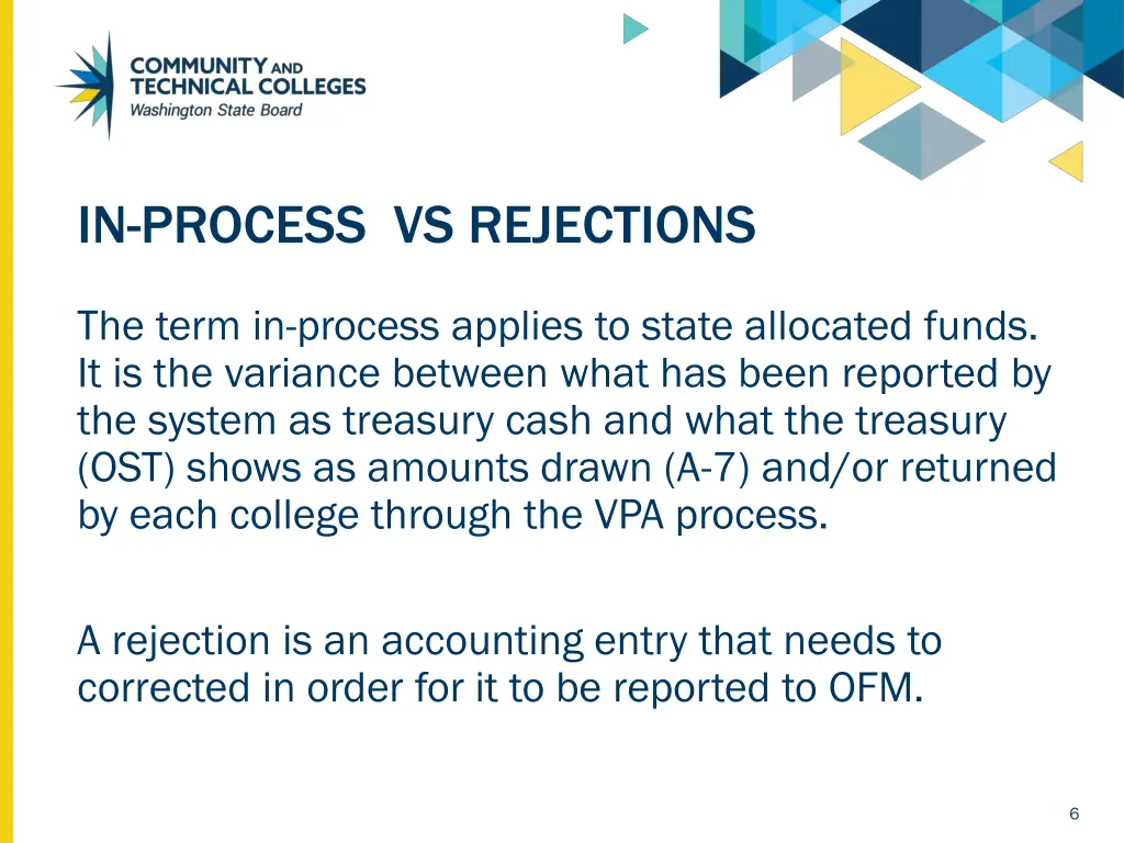 in process vs rejections