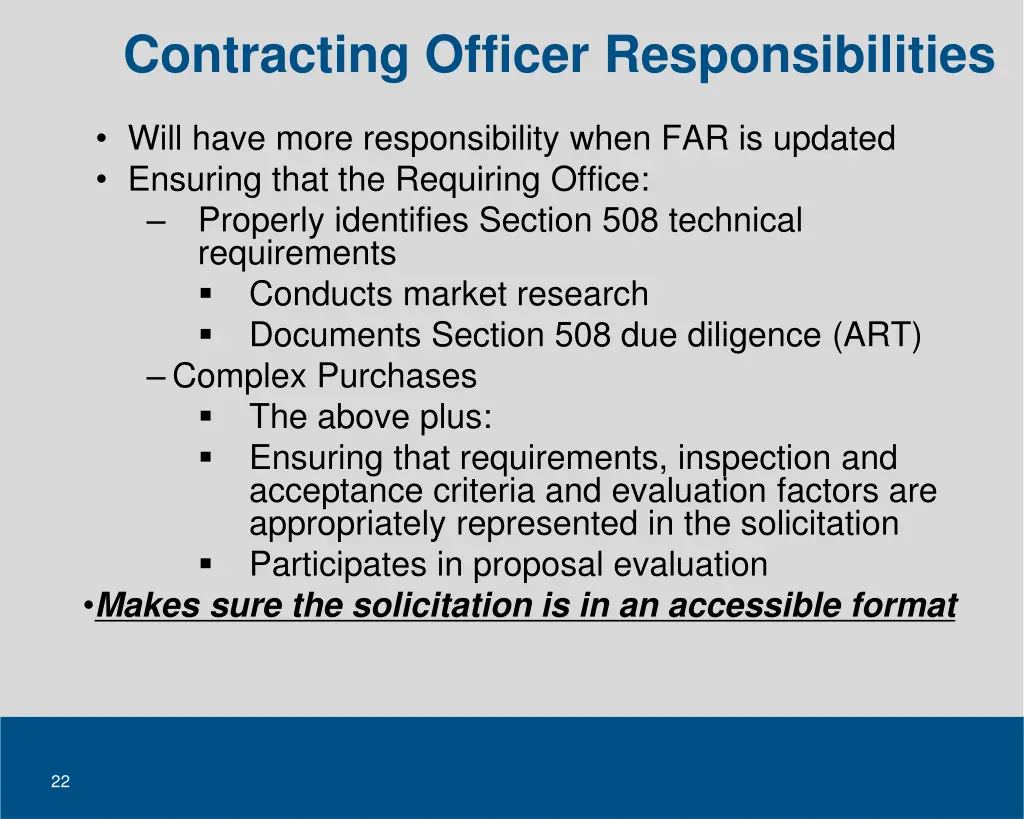 contracting officer responsibilities