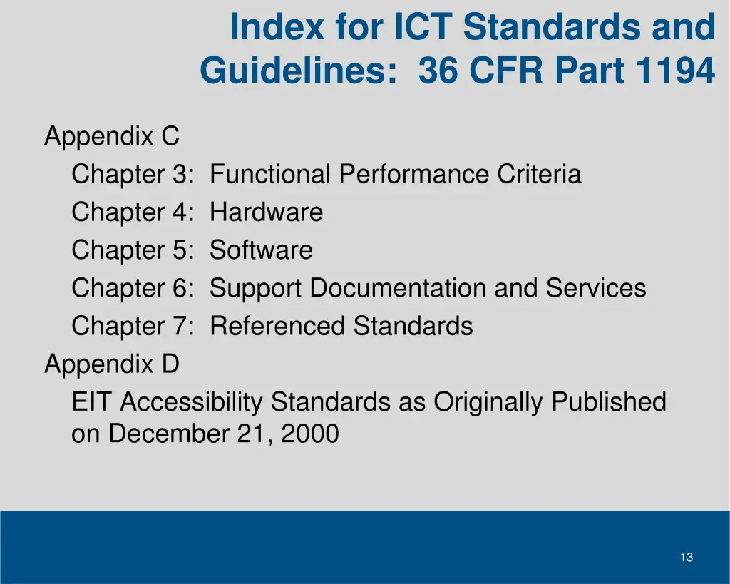 index for ict standards and guidelines 1