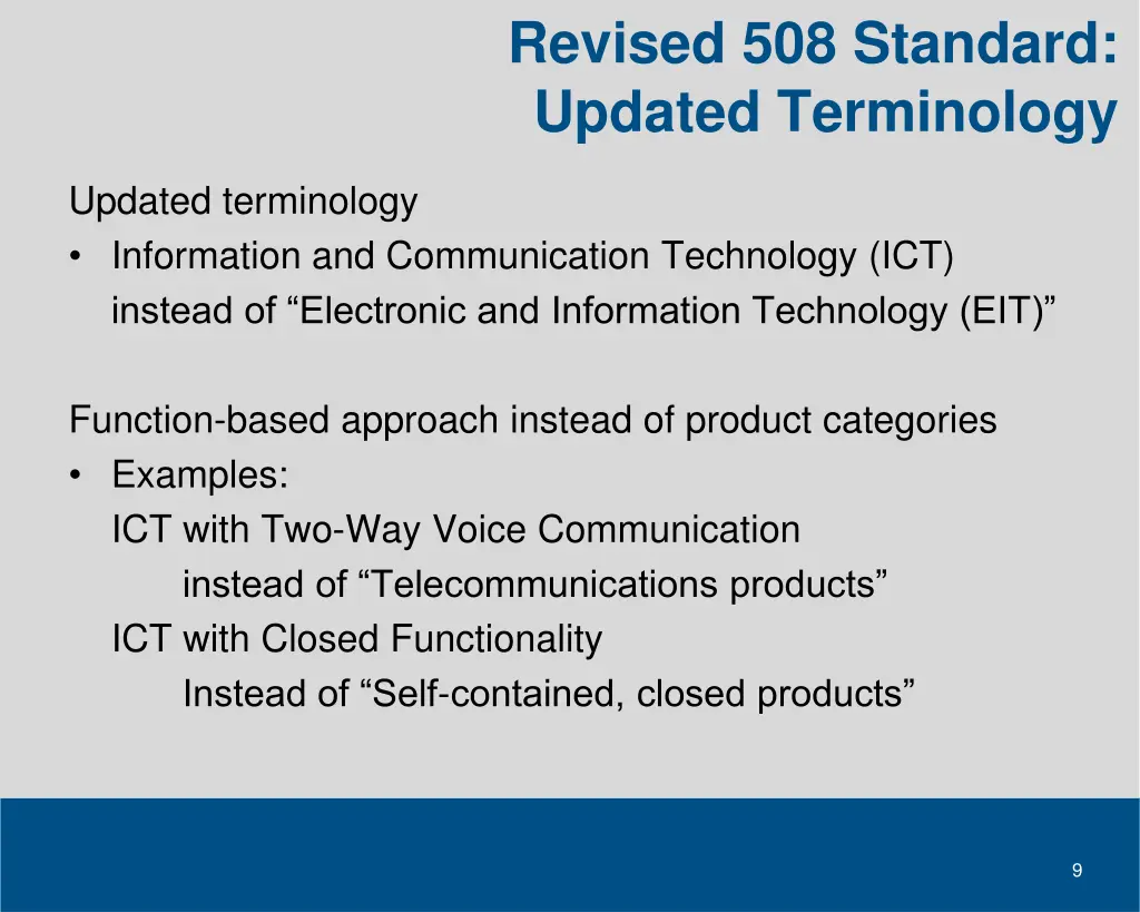 revised 508 standard updated terminology
