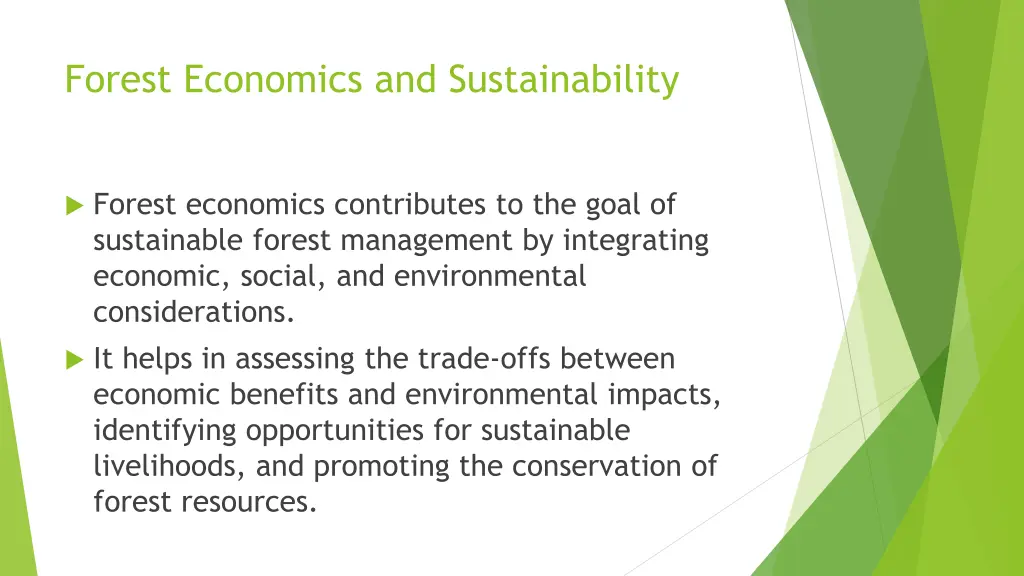 forest economics and sustainability