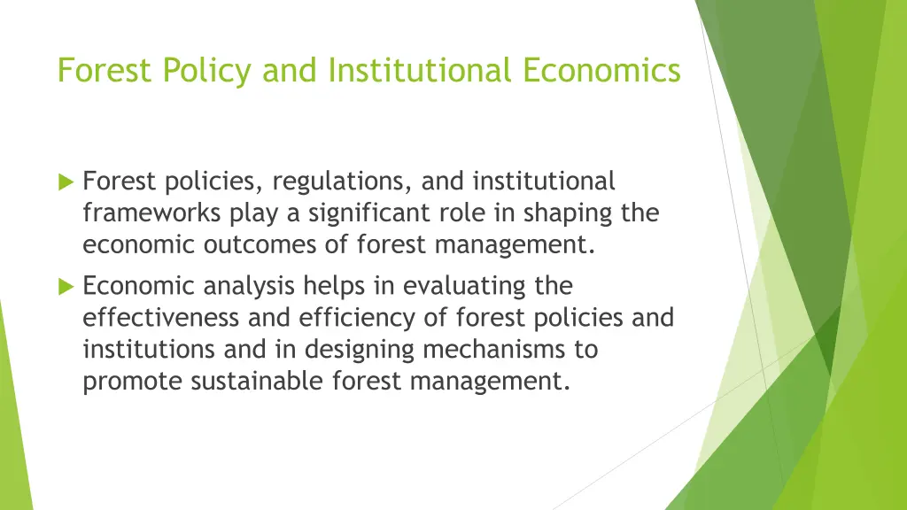 forest policy and institutional economics