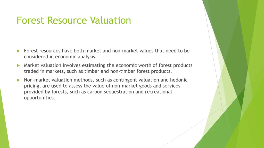 forest resource valuation