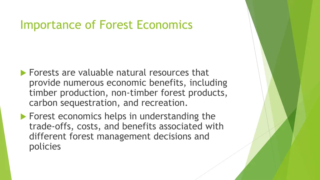 importance of forest economics